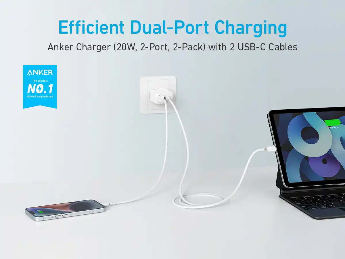 Anker 20W Wall Charger 2 Ports White | A2348L21