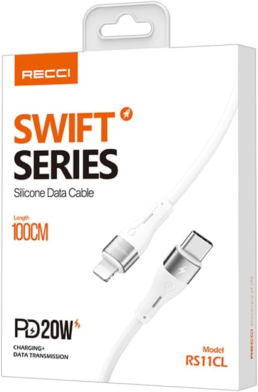 Recci RS11CL Swift Cable PD20W Type-C to Lightning 1m - White