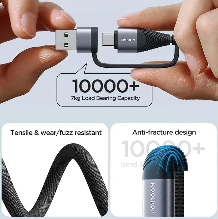 Joyroom SA37 Multi-Function Series 60W 4-in-1 Fast Charging Data Cable USB-A+Type-C to Lightning+Type-C 1.2m