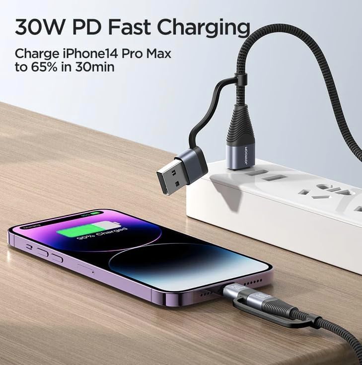 Joyroom SA37 Multi-Function Series 60W 4-in-1 Fast Charging Data Cable USB-A+Type-C to Lightning+Type-C 1.2m