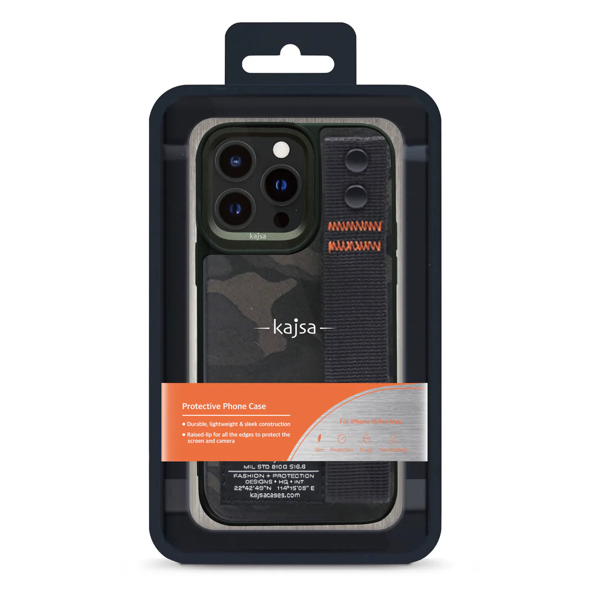 Kajsa Outdoor Collection - Camo Satin Back Case for iPhone 15 Pro Max