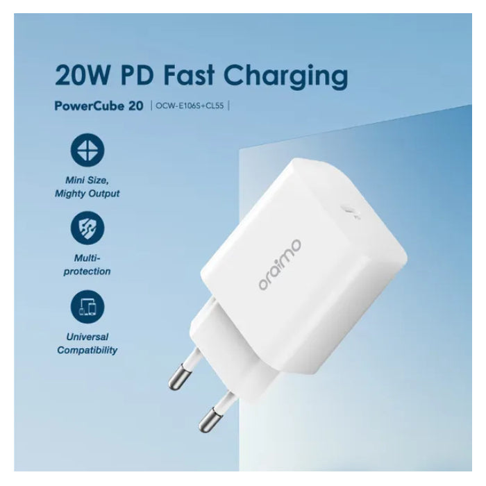 Oraimo PowerCube 20 Charger Kit OCW-E106S+CL55 20W PD - White