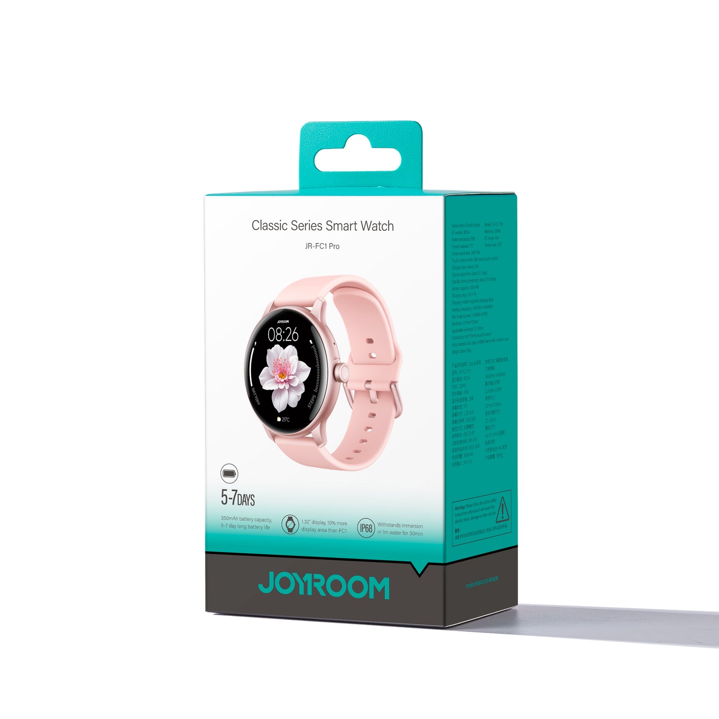 Joyroom JR-FC1 Pro Classic Series Smart Watch for Women, TFT Display, 1.32 Inch, Pink