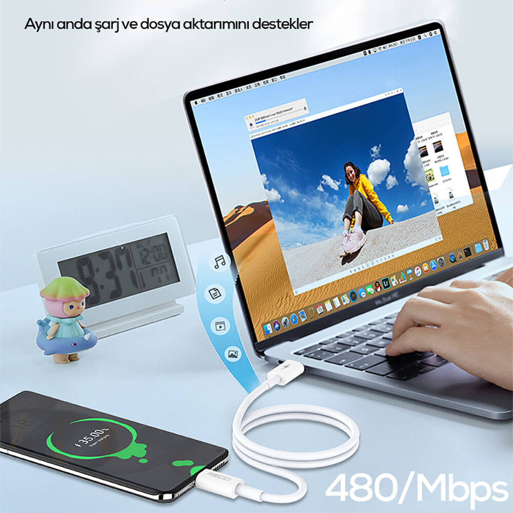 Recci RS06CC Type-C to Type-C PD 65W Fast Charging Data and Charging Cable 1M