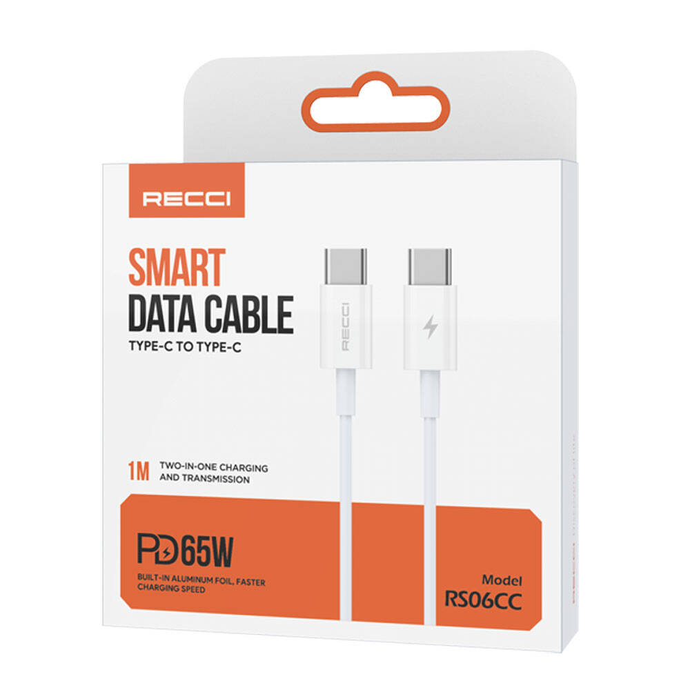 Recci RS06CC Type-C to Type-C PD 65W Fast Charging Data and Charging Cable 1M
