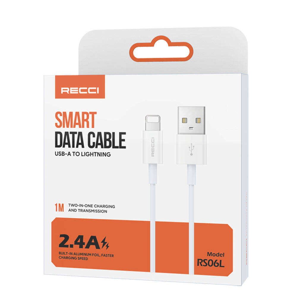 Recci RS06L USB-A to Lightning 2.4A Fast Charging Data and Charging Cable 1M
