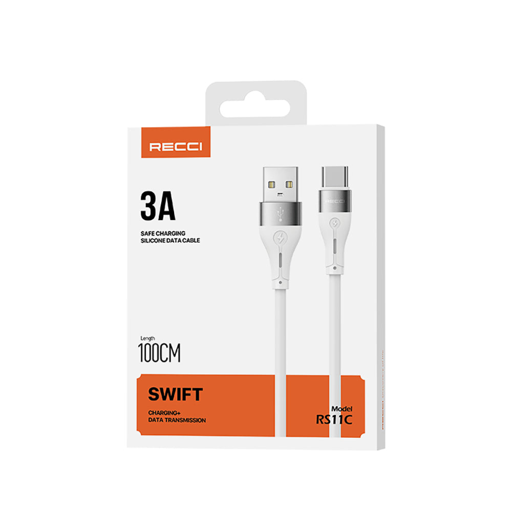 Recci RS11C Swift Series USB-A to Type-C 3A Fast Charging Data and Charging Cable 1M