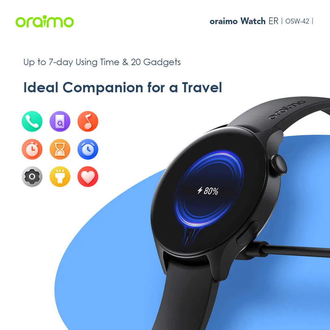 Oraimo Smart Watch ER OSW-42 1.43 Inch Amoled IP68 - Black