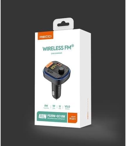 Recci RQ01-48W QC3.0+PD+MP3 Player Bluetooth Digital Display Handfree