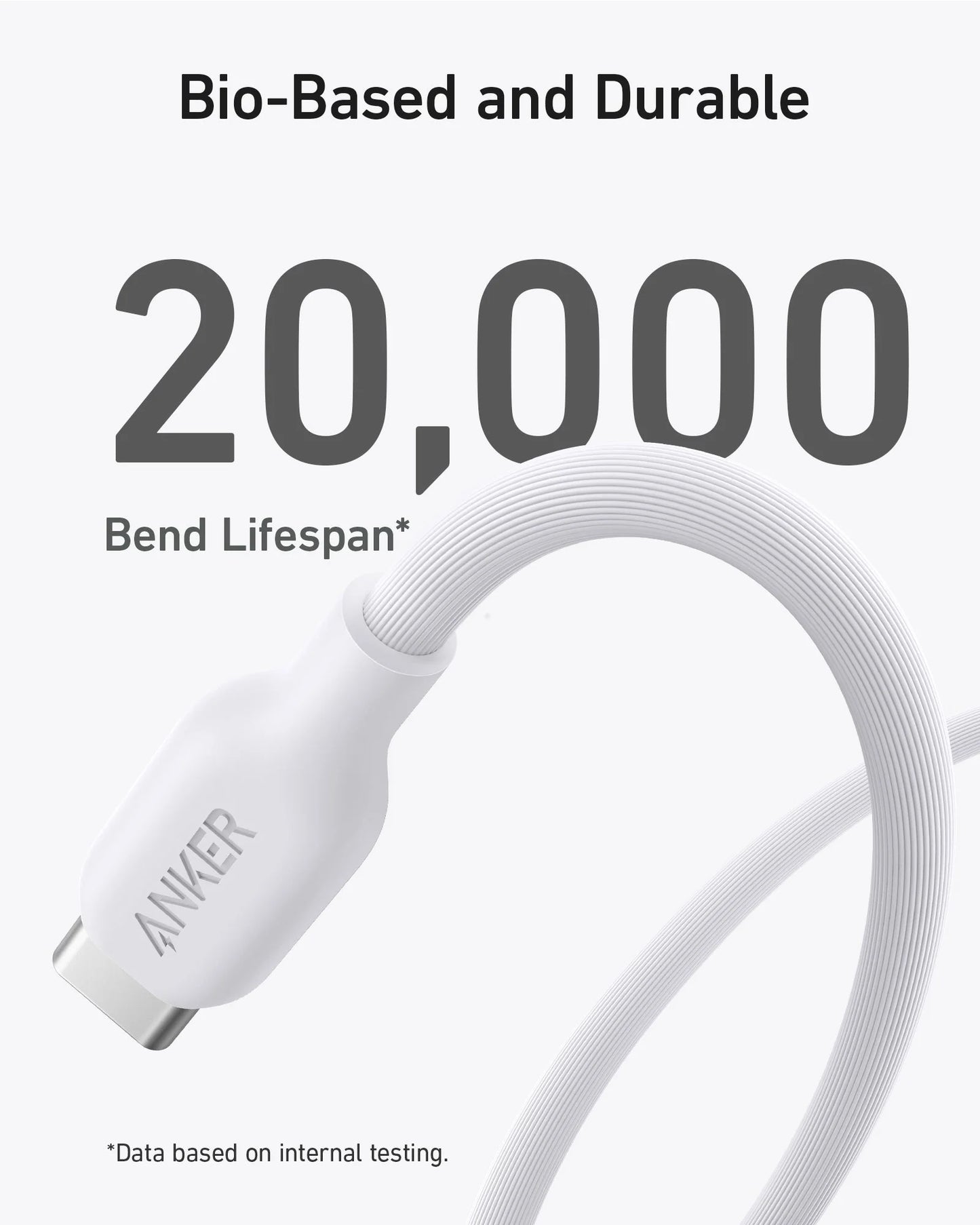 Anker Cable 542 USB-C to Lightning (Bio-Based 3ft) - White | A80B1H21