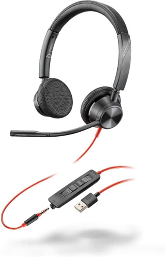 Plantronics - Blackwire 3325 - Wired, Dual-Ear (Stereo) Headset with Boom Mic - USB-A/3.5mm to connect to your PC and/or Mac - Works with Teams (Certified), Zoom & more