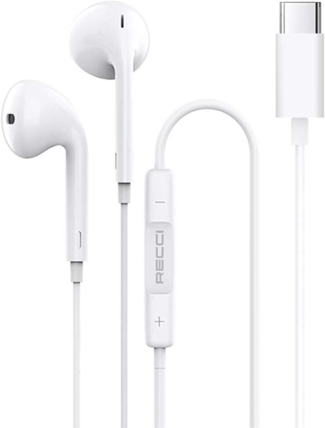 Recci REP-L27 Headphones Type-C In-Ear with Microphone - White