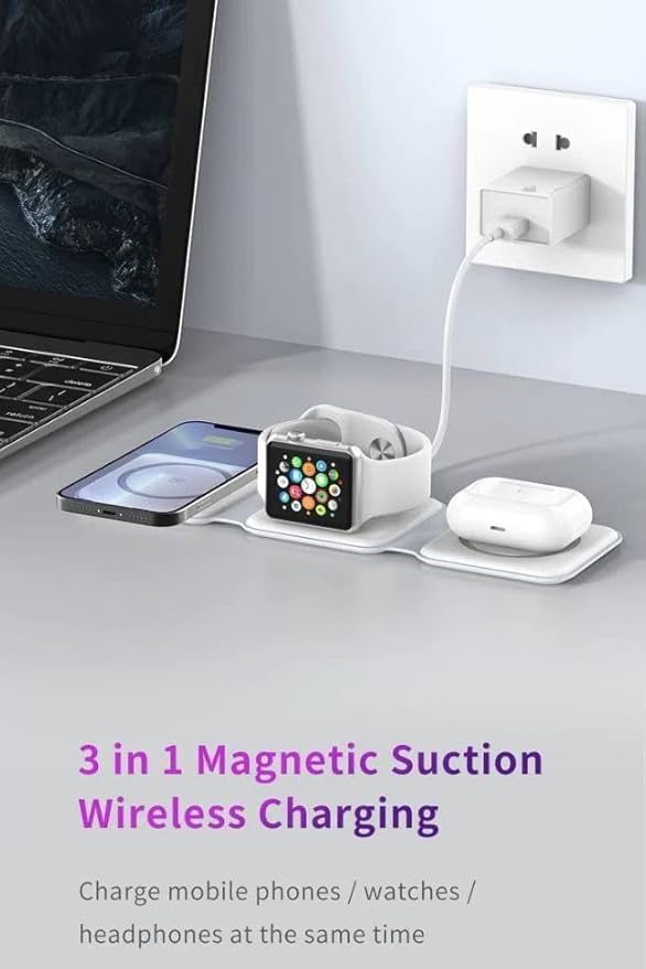 Lanex folding charger wireless 3in 1 Magnatic Charger LW05 15W compatible With Apple Watch Airpods all Mobile Support Wireless Charger