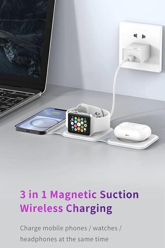 Lanex folding charger wireless 3in 1 Magnatic Charger LW05 15W compatible With Apple Watch Airpods all Mobile Support Wireless Charger