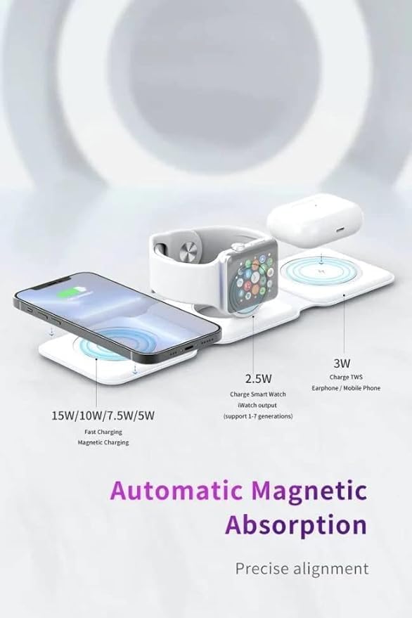 Lanex folding charger wireless 3in 1 Magnatic Charger LW05 15W compatible With Apple Watch Airpods all Mobile Support Wireless Charger
