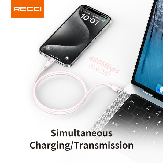Recci RS22CC PD100W C-C Fast Charge Silicon Data Cable (1.5M) - White