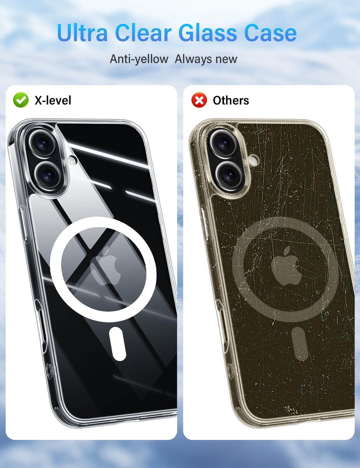 X-level for iPhone 16 Case Clear, Compatible with Magsafe