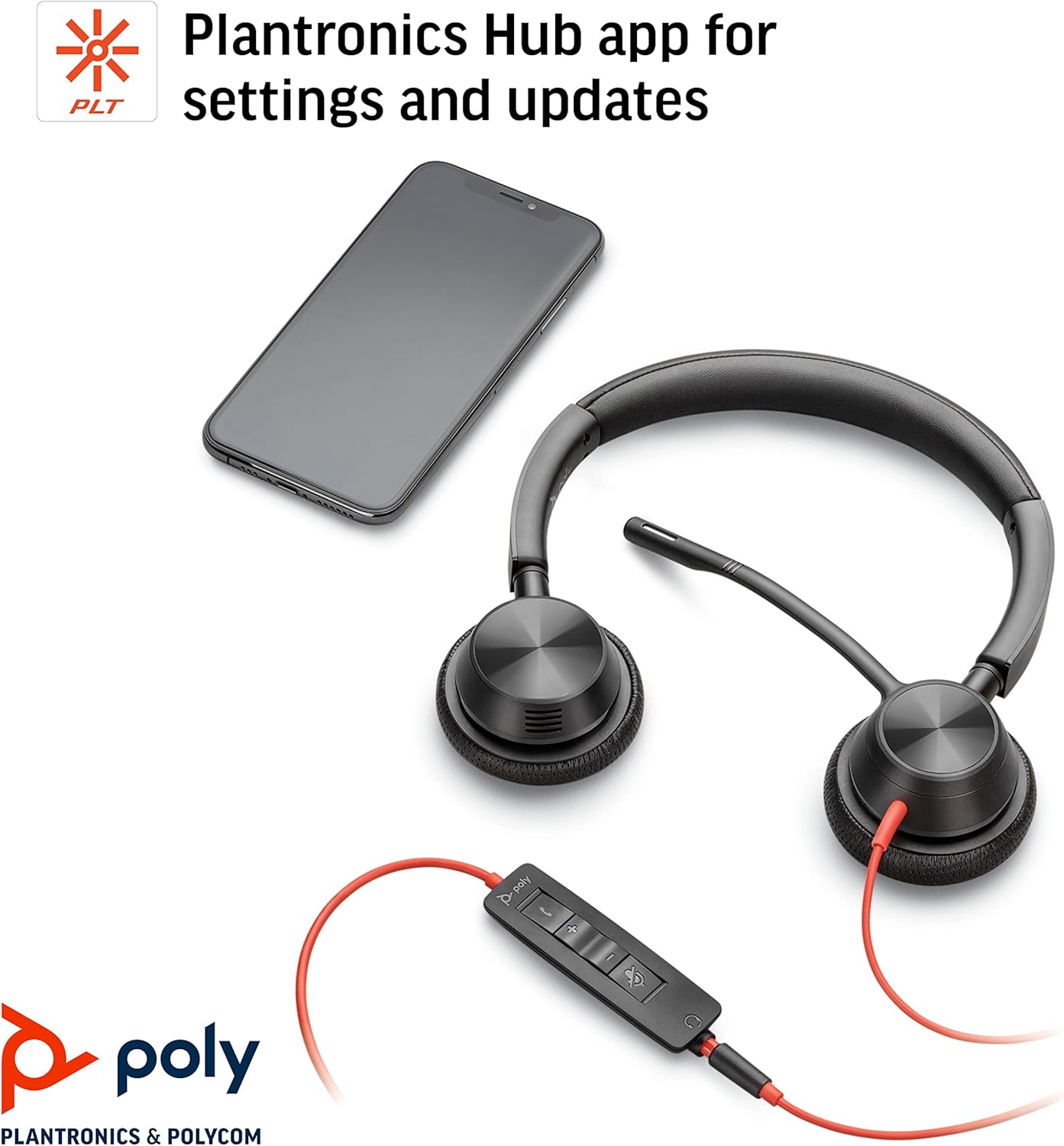 Plantronics - Blackwire 3325 - Wired, Dual-Ear (Stereo) Headset with Boom Mic - USB-A/3.5mm to connect to your PC and/or Mac - Works with Teams (Certified), Zoom & more