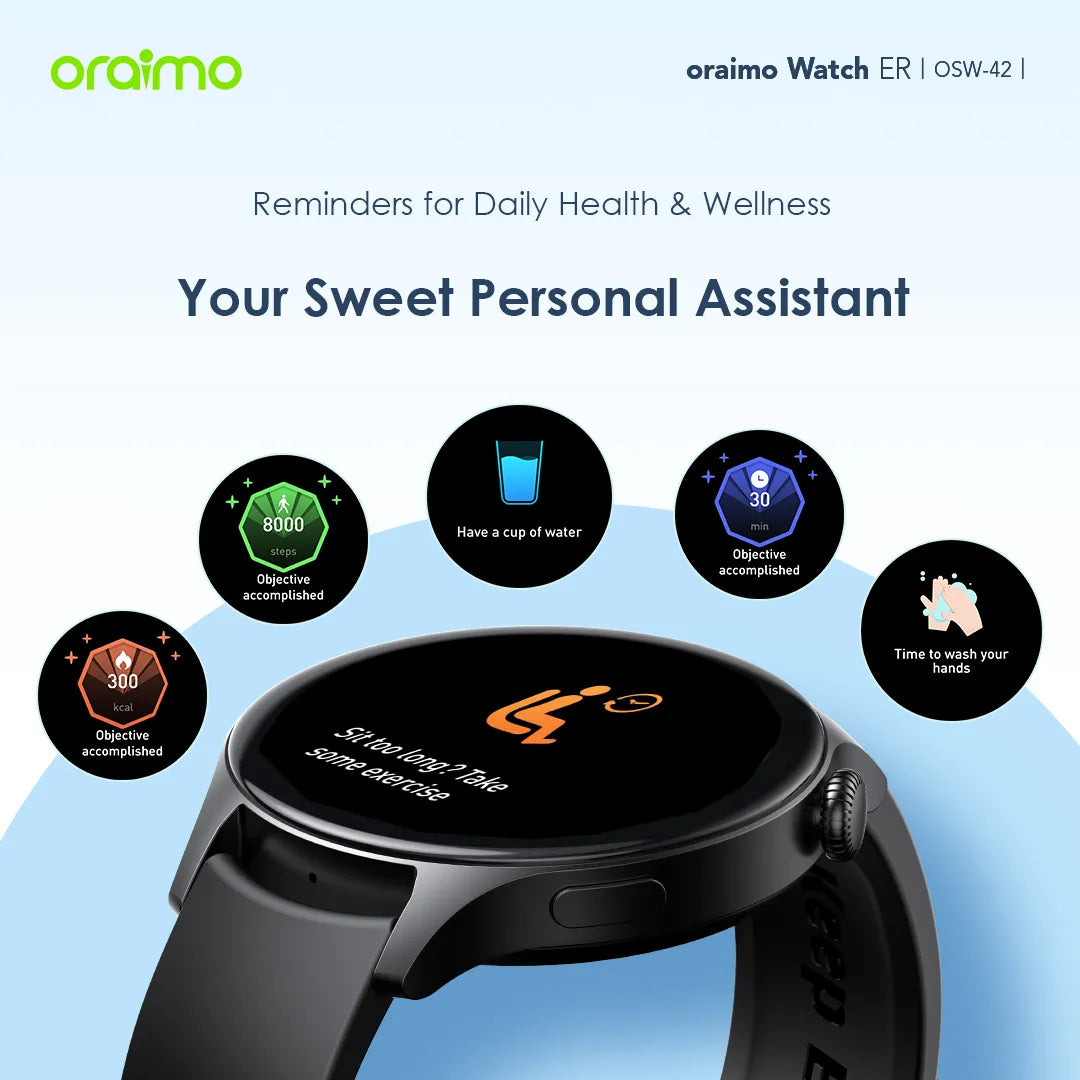 Oraimo Smart Watch ER OSW-42 1.43 Inch Amoled IP68 - Black