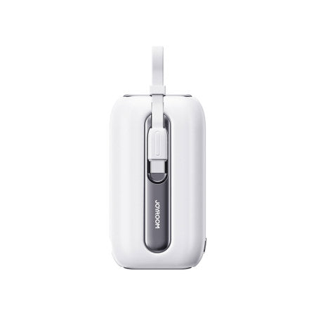 Joyroom 10000mAh 22.5W White Powerbank with Built-in USB-C & Lightning Cables