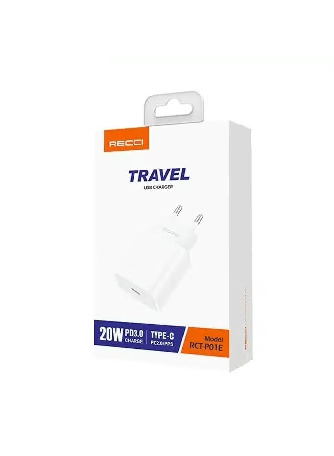 Recci RCT-P01E Type-C pd Fast Travel Charger