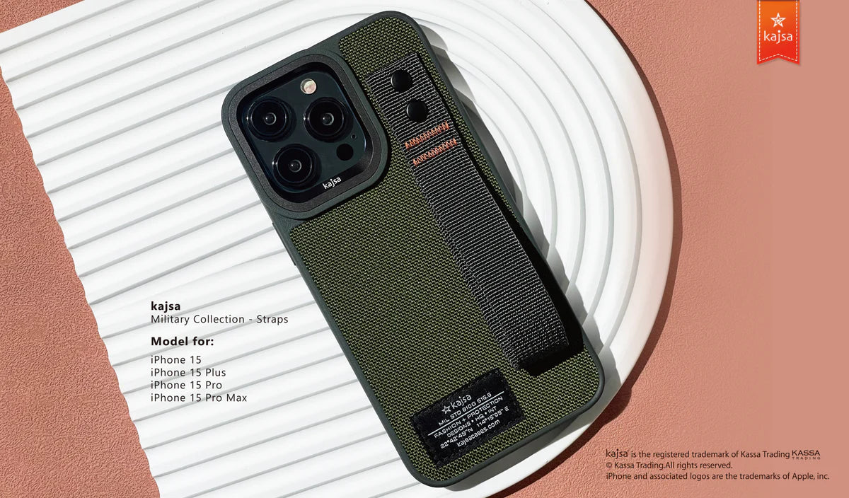 Kajsa Military Collection - Straps Back Case for iPhone 15 Pro Max