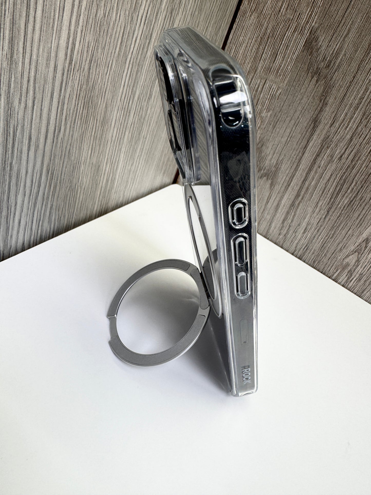 Rock Crystal Rotating Series Magnetic Case for iPhone 16 Pro transparent