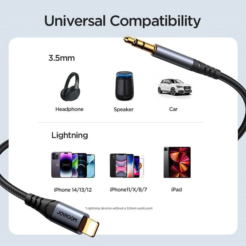 Joyroom SY-A06 1.2m Lightning to 3.5mm AUX Audio Cable - 1.2m
