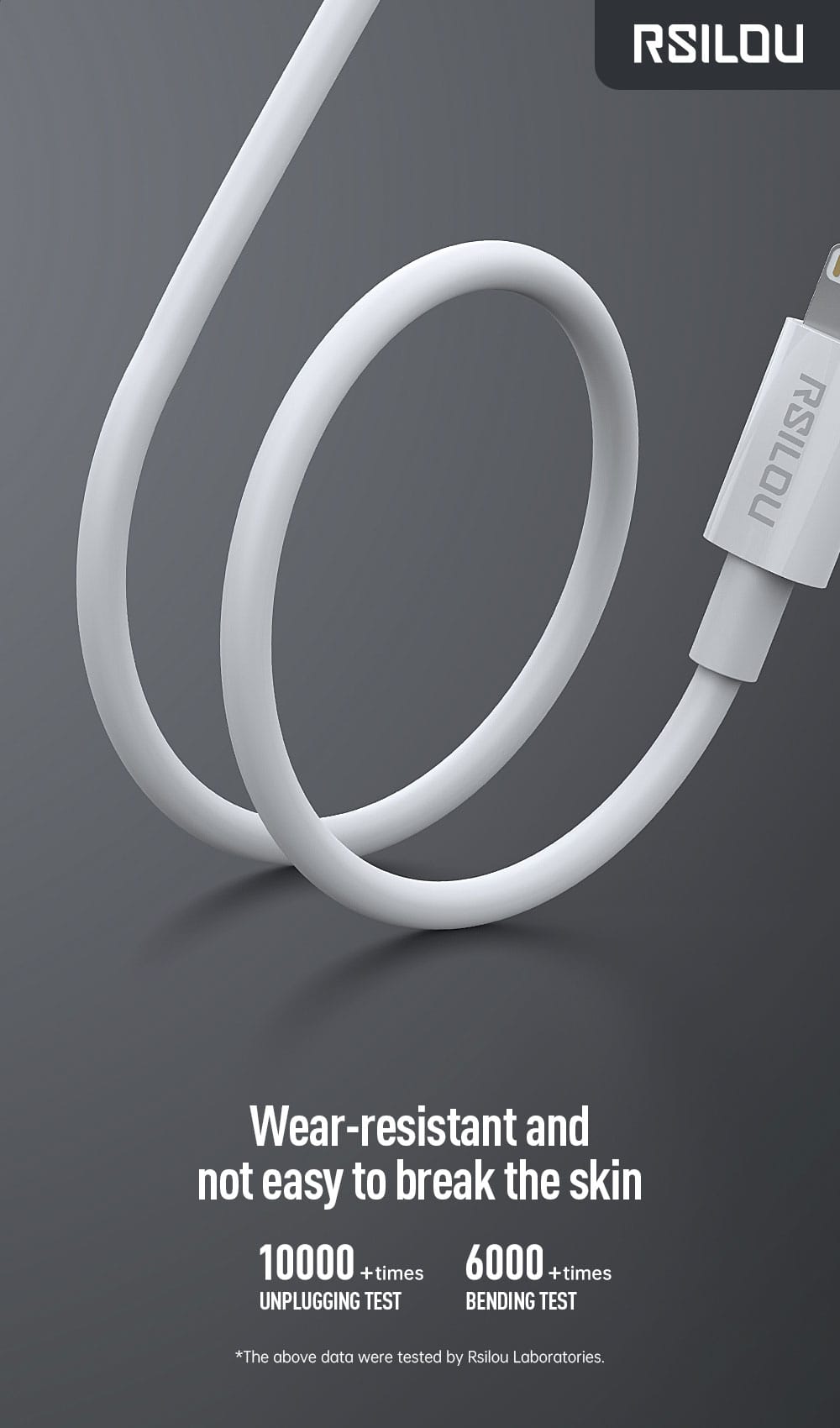 Rsilou Lighting to USB-A Cable, 1M, 3A, High Durability, charging and data cable, Transmission Copper Wires, Tangle and Entanglement free white | 12 month local warranty