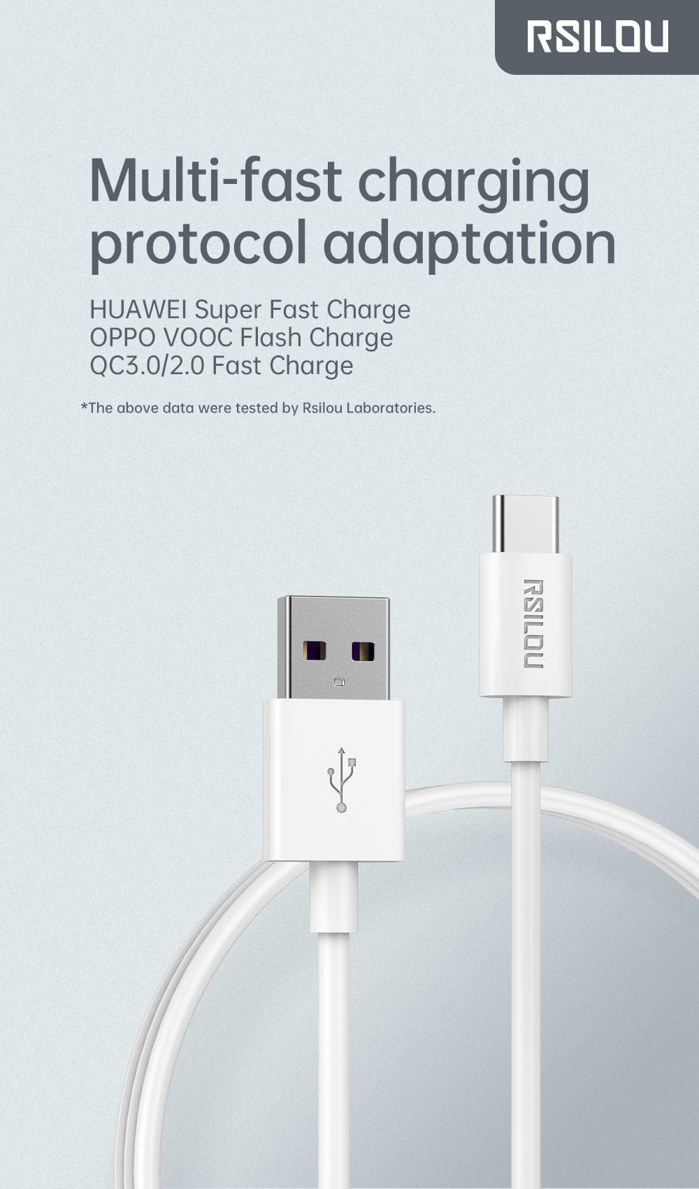 Rsilou USB-C to USB-A Cable, 120W, High Durability and flexible, Fast charging and data cable, 1M, 3A, Transmission Copper 163 Wires, Tangle and Entanglement free white | 12 month local warranty