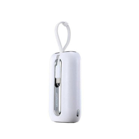 Joyroom 10000mAh 22.5W White Powerbank with Built-in USB-C & Lightning Cables