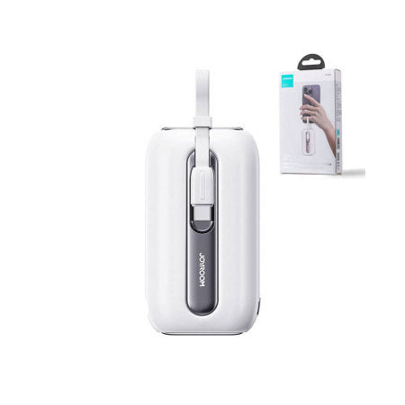 Joyroom 10000mAh 22.5W White Powerbank with Built-in USB-C & Lightning Cables