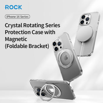 Rock Crystal Rotating Series Magnetic Case for iPhone 16 Pro Max transparent