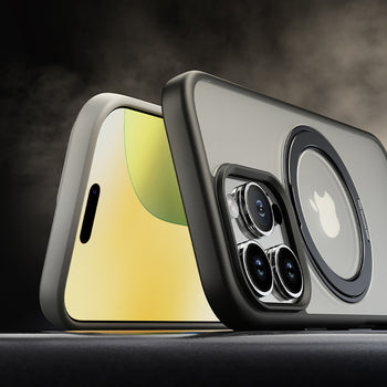 Rock Crystal Rotating Series Magnetic Case for iPhone 16 Pro Max transparent Black