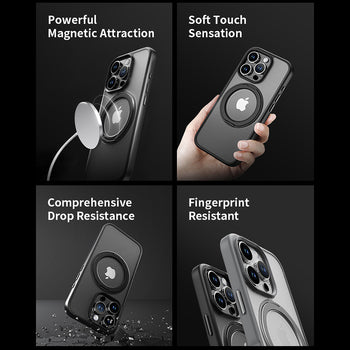 Rock Crystal Rotating Series Magnetic Case for iPhone 16 Pro Max transparent Black