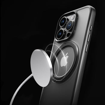Rock Crystal Rotating Series Magnetic Case for iPhone 16 Pro Max transparent Black