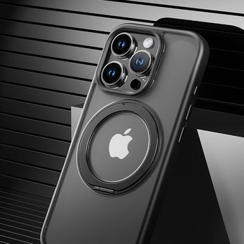 Rock Crystal Rotating Series Magnetic Case for iPhone 16 Pro Max transparent Black