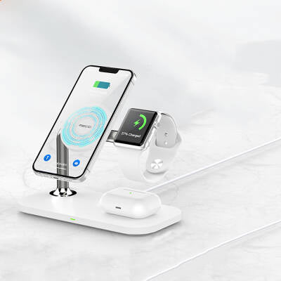 Recci RCW-20 Prestige Series 3in1 Magsafe 15W Magnetic Wireless Charging Stand with Fast Charging Feature