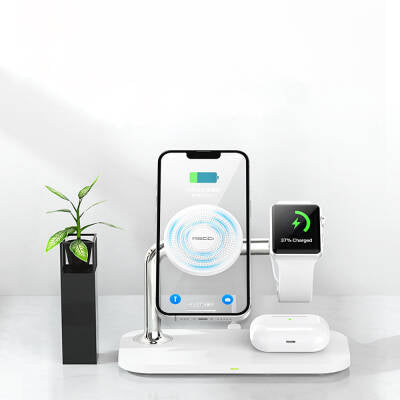 Recci RCW-20 Prestige Series 3in1 Magsafe 15W Magnetic Wireless Charging Stand with Fast Charging Feature