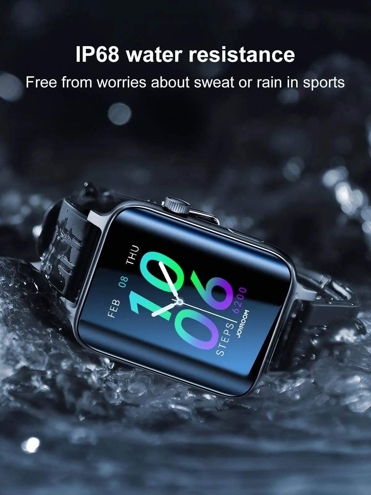 Joyroom JR-FT6 Smart Watch for Unisex, HD IPS Display, 1.85 Inch, Dark Grey
